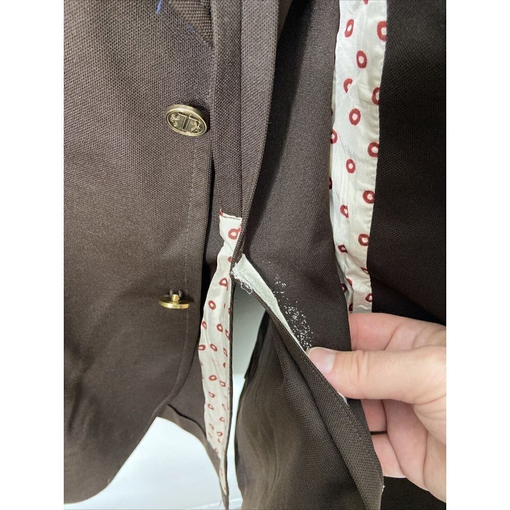 Vintage Sears 70s Disco Polyester Men 40 Brown Blazer Sports Coat Hipster - Picture 11 of 11